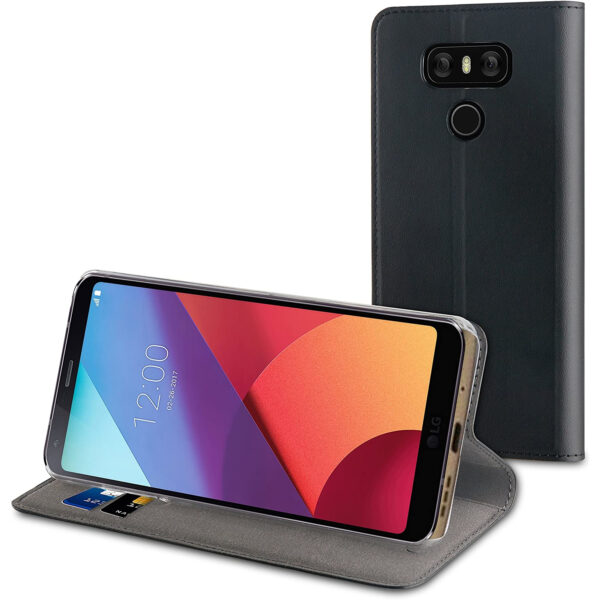 Funda Muvit Folio LG G6 función soporte + tarjetero negra - Imagen 2