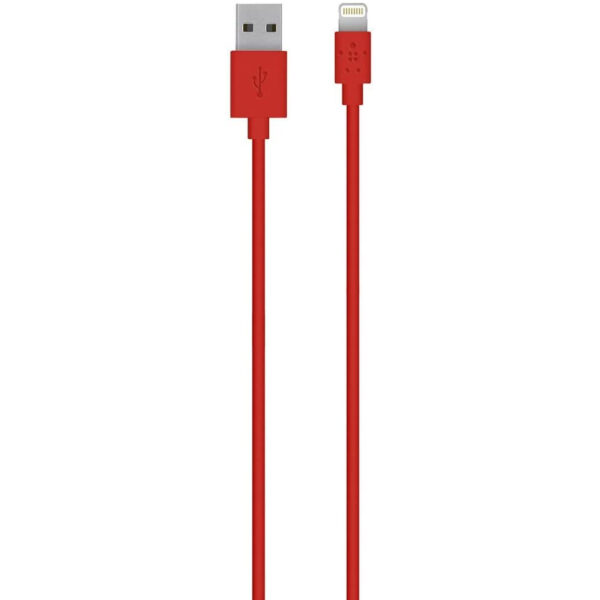 Belkin MIXIT Cable de Apple a USB certificación MFi para iPhone 1,2m rojo.