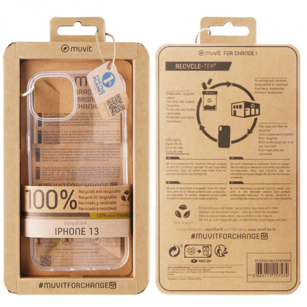 Funda Muvit for Change Apple iPhone 13 recycletek transparente antibacteriana - Imagen 2