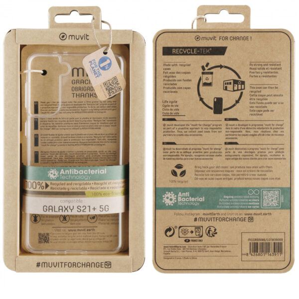 Funda Muvit for Change Samsung Galaxy S21 recycletek transparente antibacteriana - Imagen 2