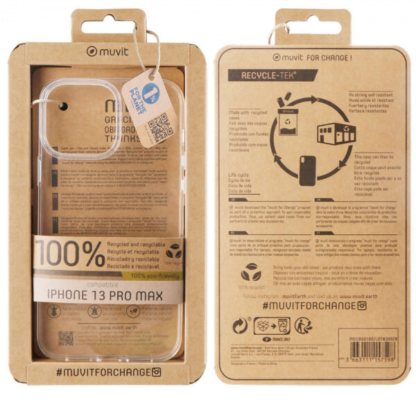 Funda Muvit for Change para Apple iPhone 13 Pro Max recycletek transparente - Imagen 2
