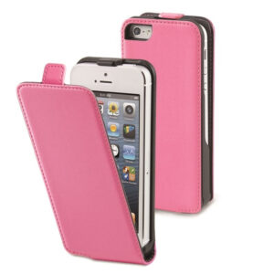 Pack Muvit Apple iPhone SE/5S/5 funda Slim rosa + protector pantalla flexible.