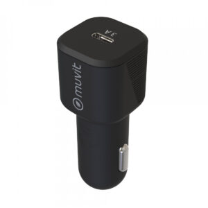 Cargador coche Muvit for Change Tipo C PD 18W negro.