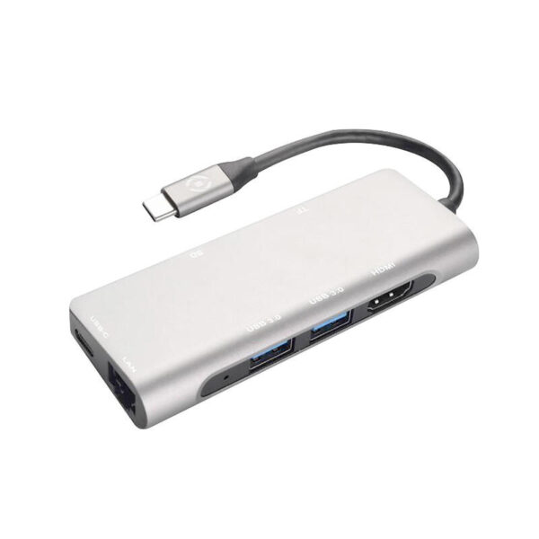Celly Hub Pro Evo USB-C 2xUSB 1xTarjeta SD 1xTarjeta TF 1xLan 1xHDMI