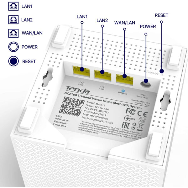 Sistema Home Wifi Mesh Tenda WLAN Nova MW12-3 Pack 2 **Solo 2 módulos, falta el tercero** - Imagen 2