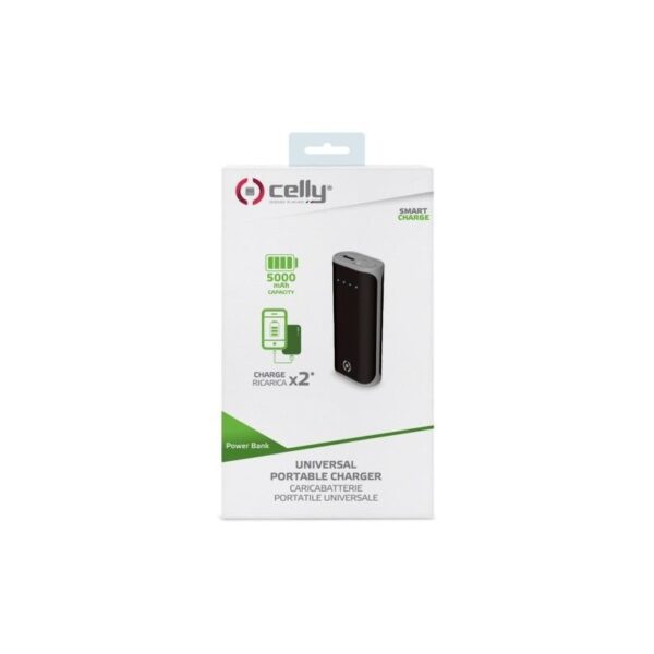 Power Bank Universal Celly Daily 5000 mAh Negro con luz - Imagen 3