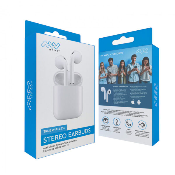 Auriculares estéreo Myway Bluetooth touch control blancos - Imagen 3