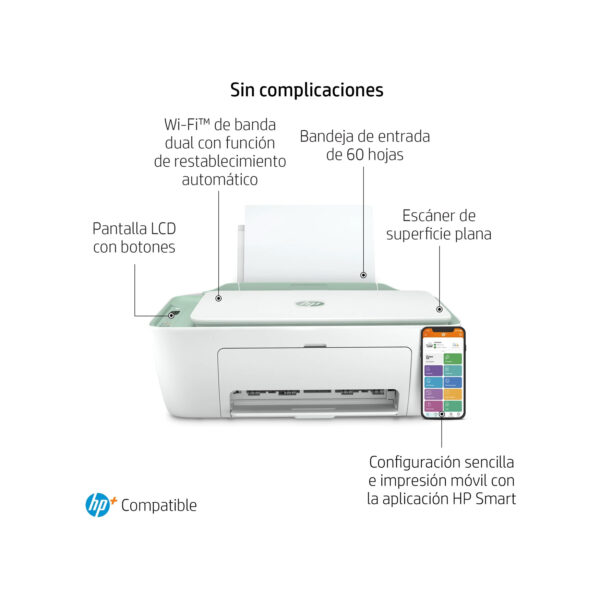 Impresora HP Deskjet 2722e Multifunción Color WiFi - Imagen 3