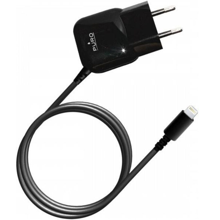 Transformador Puro Apple MFI 1A 1m negro.