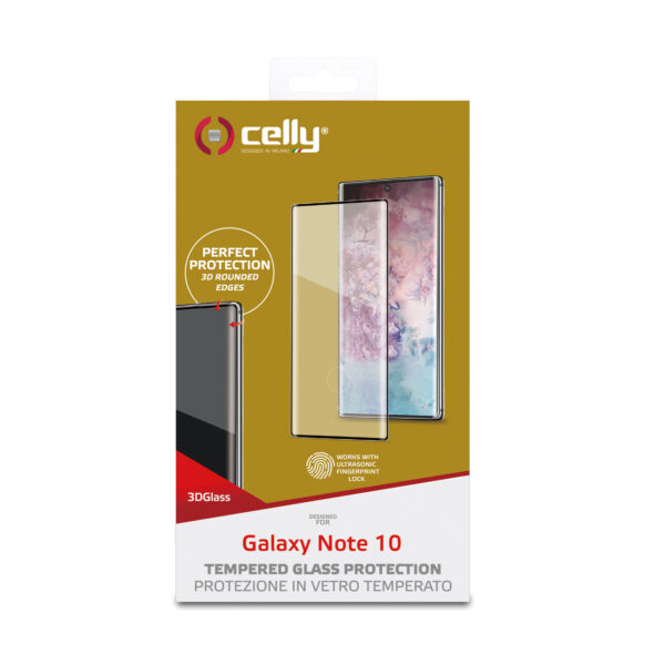 Protector de Pantalla Celly para Samsung Note 10 Vidrio Cristal Templado 3D - Imagen 3