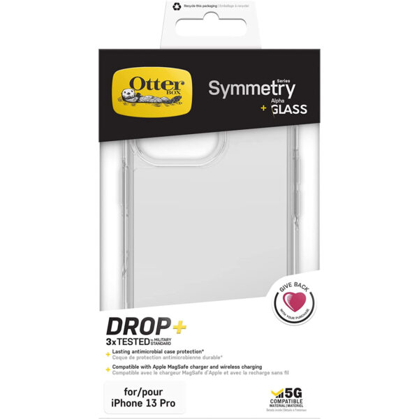Funda OtterBox Symmetry Clear + Performance Glass para Apple iPhone 13 Pro Usada - Imagen 3
