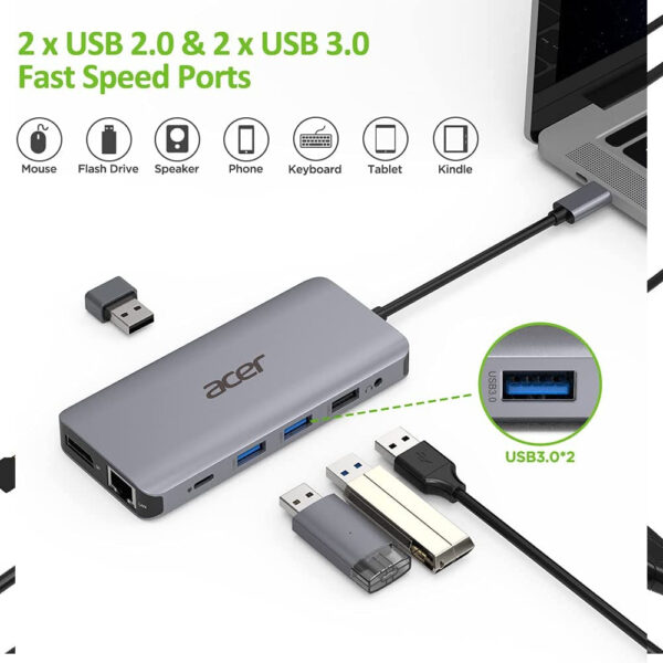 Dockstation Acer HP.DSCAB.009 base para portátil y replicador 12 en 1 Usado. - Imagen 2