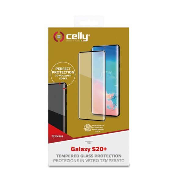 Protector de Pantalla Celly para Samsung Galaxy S20+ Vidrio Cristal Templado 3D - Imagen 3