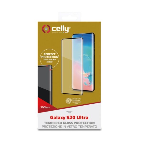 Protector Celly para Samsung Galaxy S20 Ultra Vidrio Cristal Templado 3D - Imagen 3