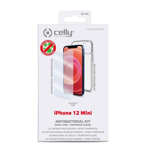 Funda Celly con cristal antibacteriano para Apple iPhone 12 Mini transparente - Imagen 2