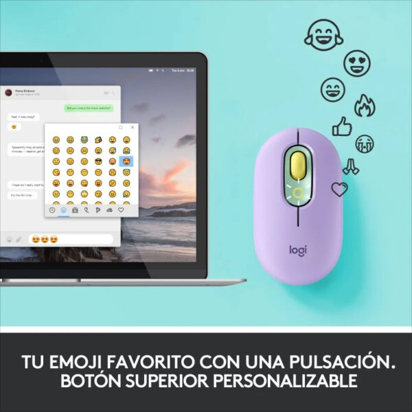 Ratón Inalámbrico Logitech POP Daydream Emoji Personalizable 4000DPI Lila - Imagen 3