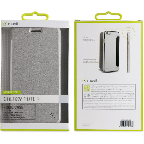 Funda Muvit Folio para Samsung Galaxy Note 7 plata. - Imagen 3