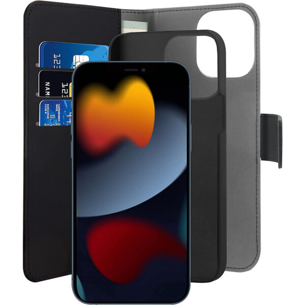 Funda Puro Piel Eco Apple iPhone 13 Pro Max + carcasa extraíble magnética negra - Imagen 2