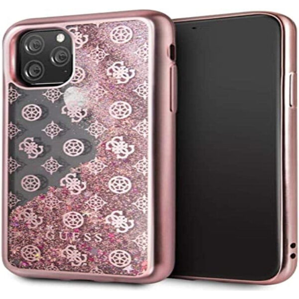 Funda Original GUESS para Apple iPhone 11 Pro PC+TPU Glitter Rosa Dorado.