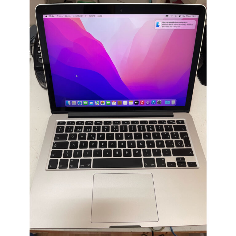 Macbook Pro A1502 Intel Core I7 3,1Ghz 8GB 500GB SSD Monterey Usado **Batería al 99%-265 ciclos. Sin embalaje original**