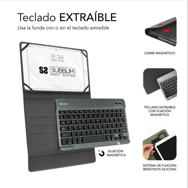 Funda con Teclado Subblim Keytab Pro Bluetooth Negra para Tablet 10.1'' - Imagen 3