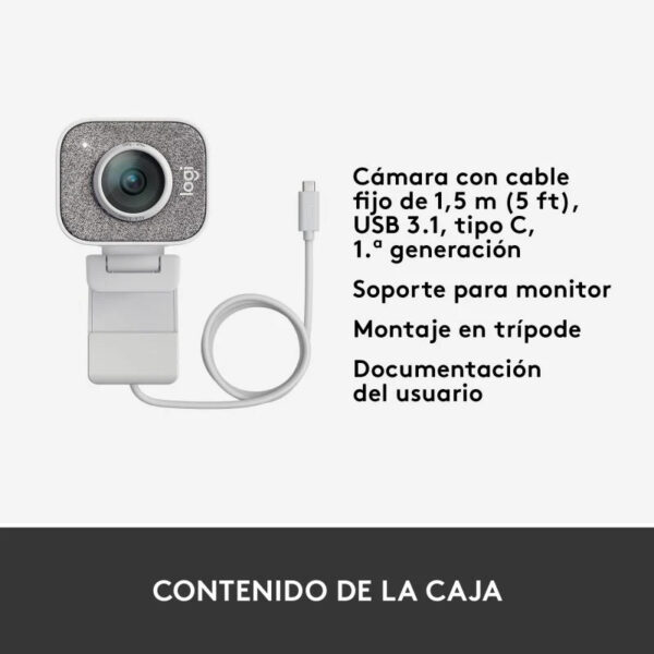 Cámara web Logitech StreamCam Webcam USB-C Full HD Blanca Usada - Imagen 7