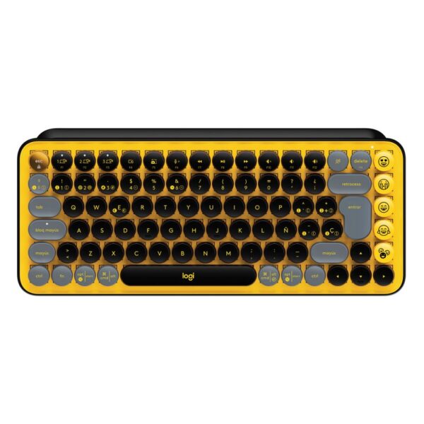 Teclado Mecánico Inalámbrico Logitech Pop Keys Blast con Teclas de Emojis Personalizables Amarillo