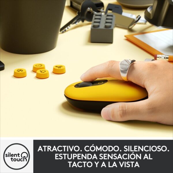 Ratón Inalámbrico Logitech POP Blast Emoji Personalizable 4000DPI Amarillo - Imagen 4