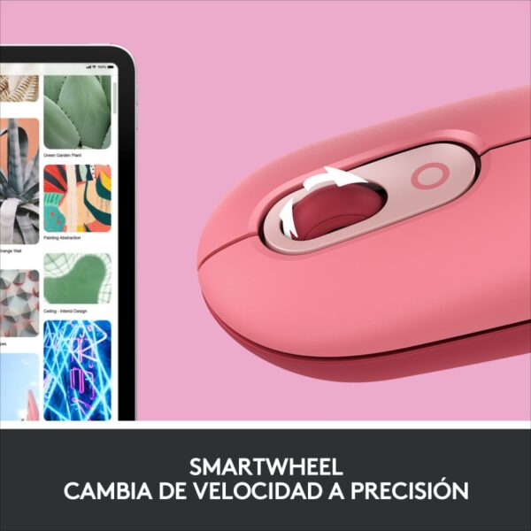 Ratón Inalámbrico Logitech POP Blast Emoji Personalizable 4000DPI Rosa - Imagen 5