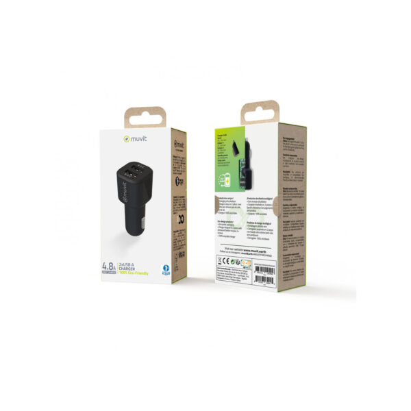 Cargador coche Muvit for Change 2 USB 4,8A 24W negro - Imagen 4