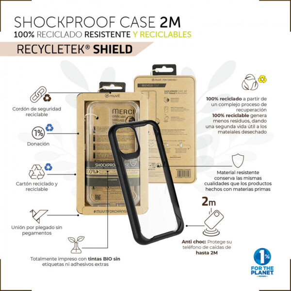 Funda Muvit for Change Shockproof 2m para Apple iPhone 13 transparente - Imagen 5