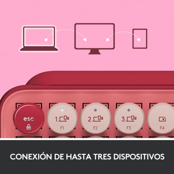 Teclado Mecánico Inalámbrico Logitech Pop Keys Heartbreaker con Teclas de Emojis Personalizables Rosa - Imagen 7