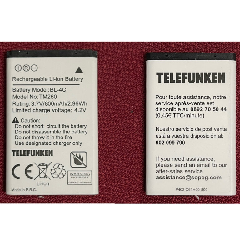 Batería Litio original para Telefunken TM260 3.7V 800mAh