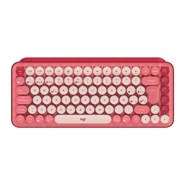 Teclado Mecánico Inalámbrico Logitech Pop Keys Heartbreaker con Teclas de Emojis Personalizables Rosa