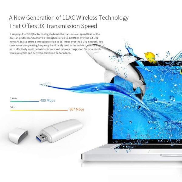 Tarjeta de Red externa USB Tenda U12 AC1300 WIFI USB 3.0 Dual Band 867Mbit/s - Imagen 3