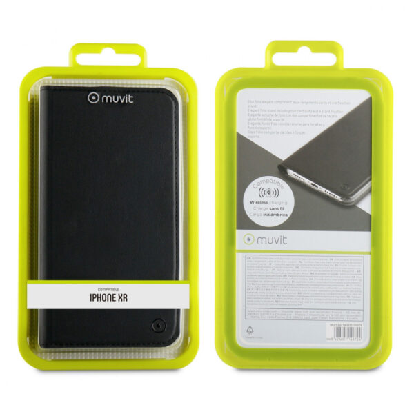 Funda Muvit Folio con Función Soporte y Tarjetero para Apple iPhone XR negra - Imagen 3