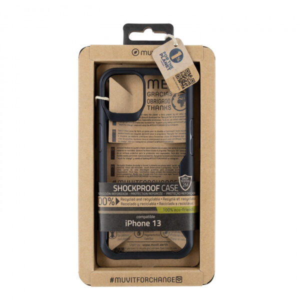 Funda Muvit for Change Shockproof 2m para Apple iPhone 13 transparente/negra - Imagen 6