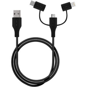 Cable Puro 3 en 1 de USB a Micro-Apple-Adaptador Tipo-C USB 2.0 1 m Negro