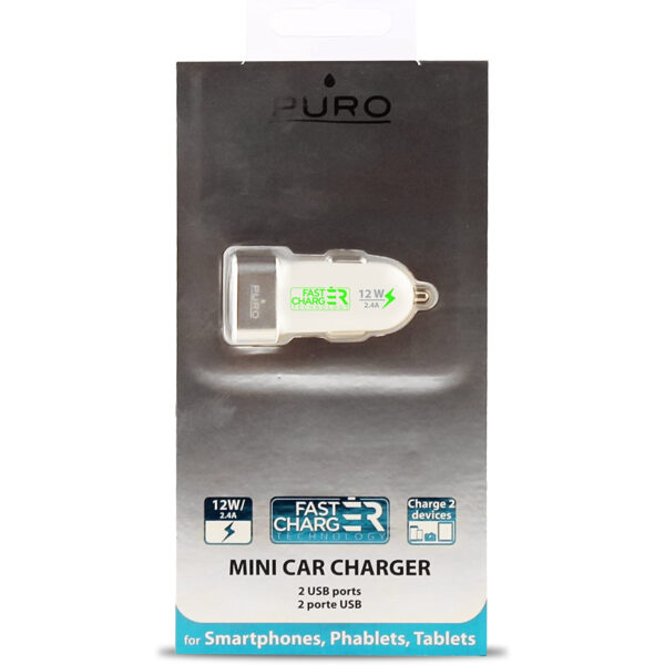 Cargador coche PURO ‎FCMCH2USB24SCWHI Blanco-Verde para encendedor de coche - Imagen 2