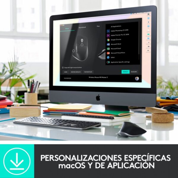 Logitech MX Master 3 Ratón Inalámbrico para Mac 4000DPI Gris Espacial Usado - Imagen 4