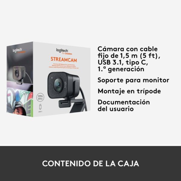 Logitech StreamCam Webcam USB-C Full HD Negra - Imagen 9