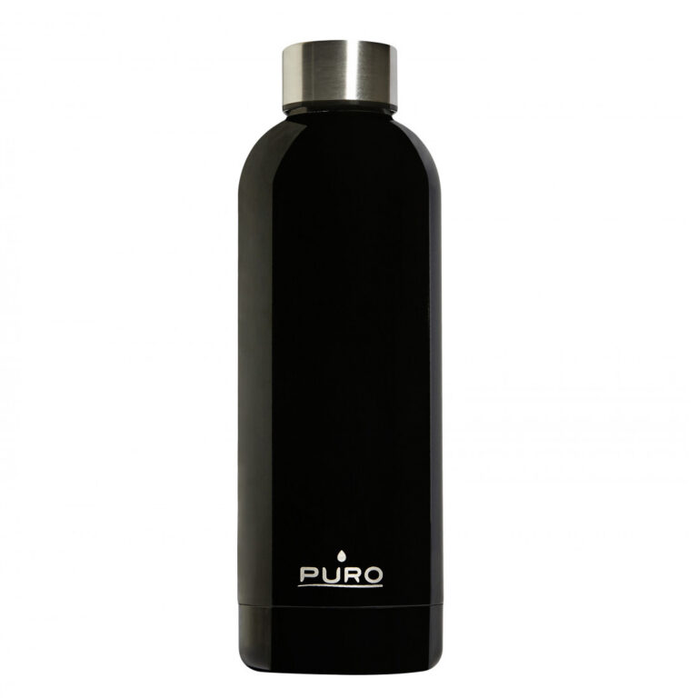 Puro Hot and Cold botella de acero inoxidable doble pared 500ml negra