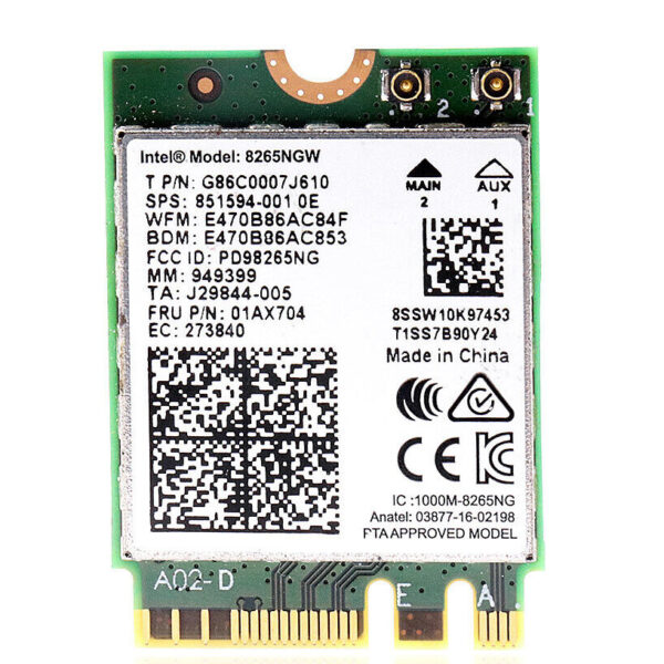 Tarjeta wireless interna Intel Wireless AC 8265 Dual Band 2x2 WiFi Usada