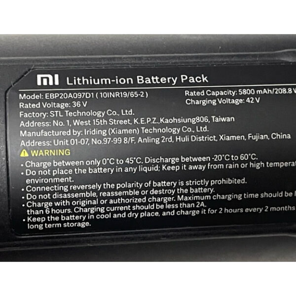 Batería original  Xiaomi EBP20A097D1 10INR19/65-2 Lithium-ion para bicicletas - Imagen 4