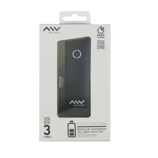 Power Bank Myway MWCHP0090 5000mAh USB 2 puertos 1A +2.1A cable USB-Micro USB - Imagen 4