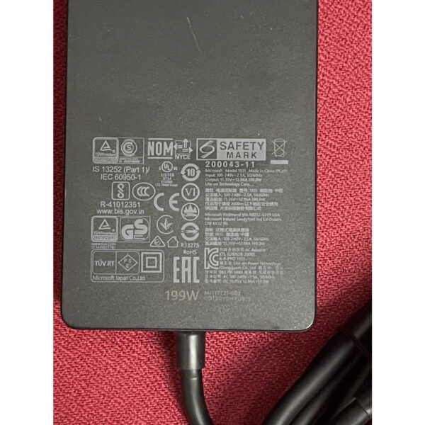 Cargador original Microsoft para Surface 1931 15.35V 12.96A 199W Usado