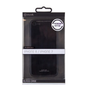Funda Muvit Skin para Apple iPhone SE/8/7 vidrio templado marco negro