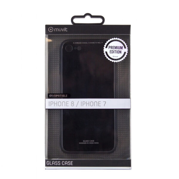 Funda Muvit Skin para Apple iPhone SE/8/7 vidrio templado marco negro