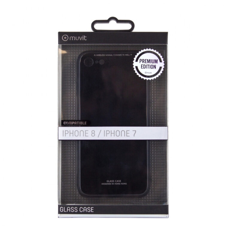 Funda Muvit Skin para Apple iPhone SE/8/7 vidrio templado marco negro