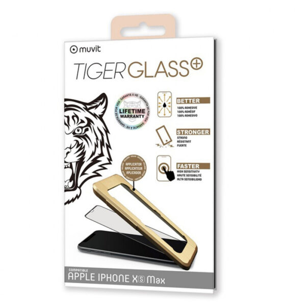 Tiger Glass+ Muvit para Apple iPhone XS Max vidrio templado curvo con aplicador - Imagen 2